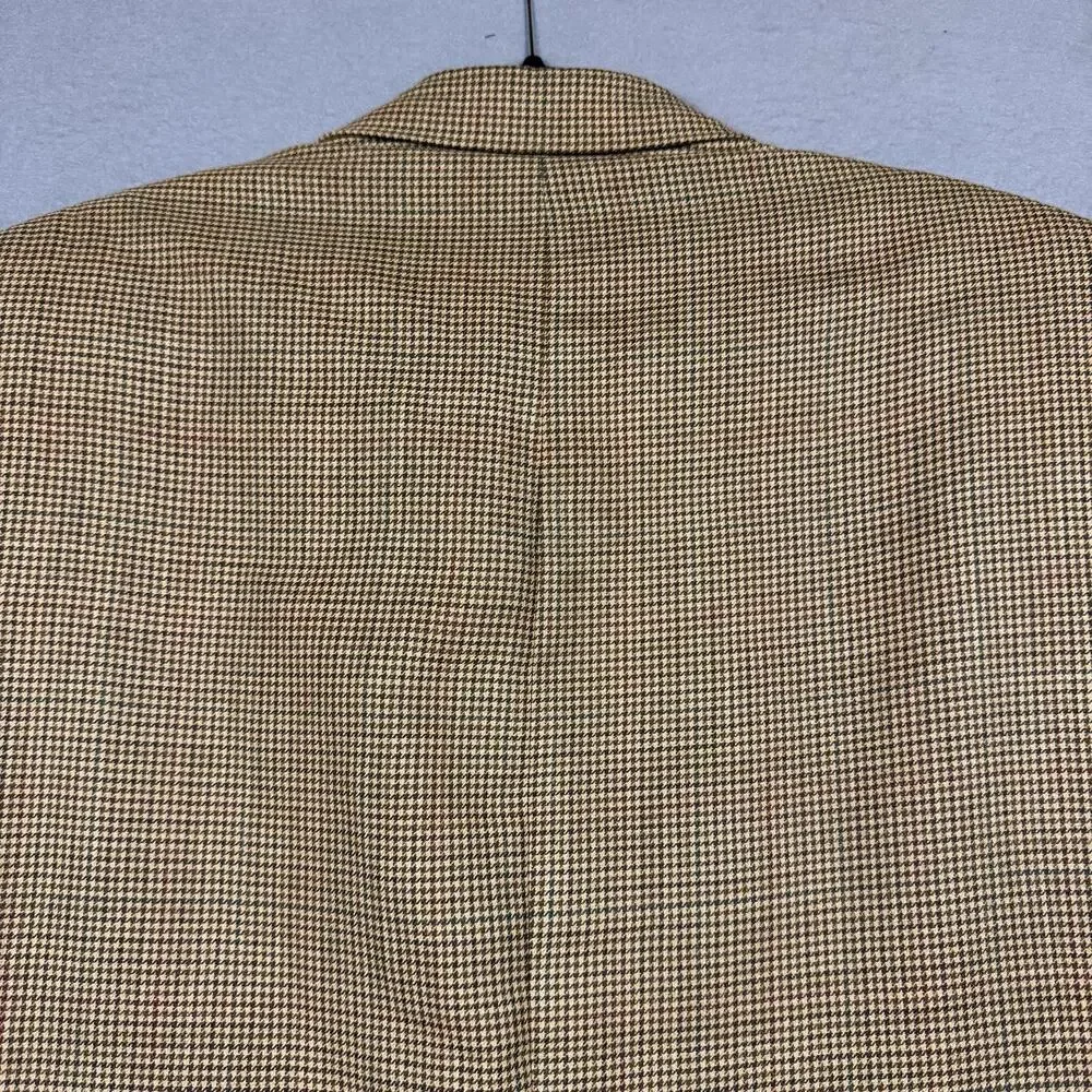90s VTG Lauren‎ Ralph Lauren Silk Wool Brown Tweed Blazer Suit Jacket Coat 44 L